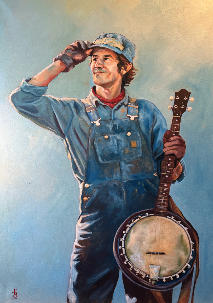 painting of man with banjo